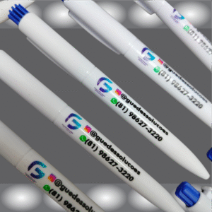 100 Canetas Plástica Branca R$ 2,49 a unidade