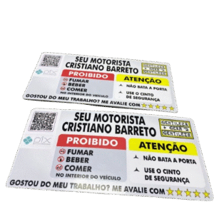 Placa UBER - PVC 10x20cm - Produção em 03 dias